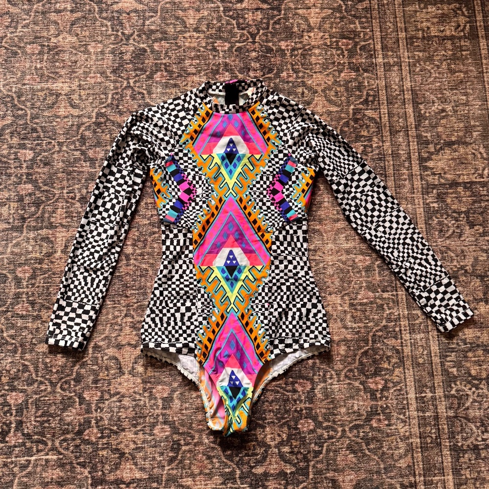 Mara Hoffman Graphic Long Sleeve One-Piece Swimsuit